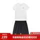 安德瑪（Under Armour）兒童夏季運動(dòng)套裝夏款短褲短袖套裝男大童短袖梭織短褲套裝 白T黑短褲 140