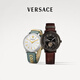 范思哲（VERSACE）情侶手表一對瑞士進(jìn)口小牛皮男女腕表時(shí)尚休閑石英對表/結婚禮物 VEBQ00419+VBP010017 贈無(wú)字表帶