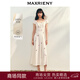 MAXRIENY【商場(chǎng)同款】法式宮廷抽繩連衣裙復古極簡(jiǎn)收腰長(cháng)裙夏款 米白 S