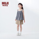 MUJI大童 強捻 吊帶 罩衫 背心 童裝 兒童 25年夏季 CB1NEA5S 黑色格紋 120 /60A