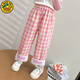 G.duck童裝女童褲子秋冬加絨兒童毛呢褲加厚保暖寶寶衛褲春秋女孩格子褲 格子粉色【春秋】 130 建議120-130cm7-8歲