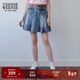 Teenie Weenie小熊女裝春裝休閑元氣少女牛仔百褶裙半身裙短裙 中藍色 S
