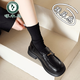 啄木鳥(niǎo)黑色樂(lè )福鞋女2026年春季新款法式單鞋不累腳厚底英倫風(fēng)小皮鞋 黑色 37 (235mm)