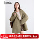 百圖betu女裝秋季新款毛呢外套時(shí)尚百搭羊毛大衣外套女2409T13 綠色 S