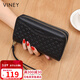 viney頭層牛皮女士錢(qián)包長(cháng)款拉鏈媽媽手拿包大容量零錢(qián)包女輕奢學(xué)生錢(qián)夾