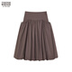 Teenie Weenie小熊女裝半身裙26夏季新款優(yōu)雅時(shí)尚少女風(fēng)中長(cháng)A字裙 棕色 S