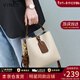 viney新款輕奢水桶包包女包牛皮斜挎包生日新年禮物送女友老婆 【米白色】高檔實(shí)用單肩包 品牌大容量休閑通勤手提包