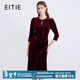 愛(ài)特愛(ài)（EITIE）復古優(yōu)雅顯瘦騏驥紅絲絨連衣裙秋冬新款修身長(cháng)袖包臀裙C2507836 絲絨粉62 L