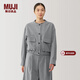 MUJI 女式 彈力起毛 開(kāi)衫式夾克 女外套冬季款 長(cháng)袖 女裝 BD0YSC4A 灰色 L (165/88A)
