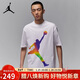 Jordan男子喬丹 東單 彩色Logo 印花圖案 純棉短袖T恤HF6593-100白XL