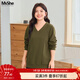 MsShe【V領(lǐng)&圓領(lǐng)】大碼女裝2026款春裝胖mm解構分割寬松衛衣上衣 【V領(lǐng)】柏樹(shù)綠色現貨 3XL