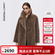 朗姿騏驥紅【尖貨 明星同款】中長(cháng)款羊剪毛顆粒絨泰迪熊新款皮草外套 棕色 XL