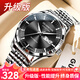 冠琴（GUANQIN）手表男士全自動(dòng)機械表防水夜光國潮男表瑞士品質(zhì)休閑商務(wù)氣質(zhì)腕表 銀黑鋼帶/升級加強版-終身保