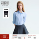 Teenie Weenie小熊女裝襯衫2025秋季新款簡(jiǎn)約大方披肩拼接條紋襯衣 藍色 M
