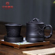 漢帝唐韻（HDTYUN）宜興紫砂杯原礦黑泥名師純手工貼竹茶杯子家用辦公帶內膽泡茶杯 460ml