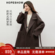 紅袖（hopeshow）洋氣寬松雙面呢外套2025冬季新款女裝兩穿領(lǐng)設計100%綿羊毛呢大衣 松露棕0B2 M