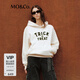 MO&Co.衛衣底抓毛棉質(zhì)印花挺括連帽寬松街頭舒適口袋摩安珂 米駝色-第2批 S 160