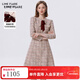 LIME FLARE【尖貨補單】萊茵福萊爾2024春季新款小香風(fēng)粗花呢連衣裙法式設計 灰粉色 S