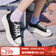 斯凱奇（Skechers）女鞋秋季潮流百搭透氣時(shí)尚板鞋帆布鞋177435 黑色/BLK 36.5