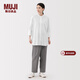 MUJI女式易干平紋七分袖長(cháng)上衣女士襯衫襯衣日系外套女裝25年秋季 白色 M (160/84A)