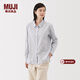 MUJI女式水洗平紋襯衫領(lǐng)長(cháng)袖襯衫襯衣內搭女裝冬季外搭薄款外套 白色條紋 M （160/84A）