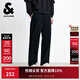 杰克·瓊斯（JACK&JONES）男裝秋冬季時(shí)尚潮通勤簡(jiǎn)約百搭舒適純色純棉運動(dòng)衛褲直筒休閑褲男 E40 黑色-直筒 31 175