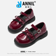 安奈兒童高跟演出鞋子女童公主紅色小皮鞋春季新款瑪麗珍漆皮軟底寶寶鞋 紅色 【標準運動(dòng)尺碼】 32