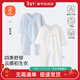 貝瑞加（Babyprints）寶寶連體衣2件裝嬰兒四季內衣純棉爬服薄款哈衣柔軟家居睡衣 藍66