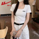 回力（Warrior）正肩方領(lǐng)緊身短袖t恤女2026年夏季新款修身透氣顯身材休閑上衣