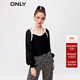 ONLY夏季通勤風(fēng)百搭法式純色方領(lǐng)短款雪紡衫女|123351008 E03 烏黑 165/84A/M
