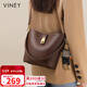 viney牛皮包包女包休閑水桶包輕奢手提斜挎包生日禮物高級感送女友老婆