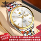 歐品客瑞士認證十大品牌手表男全自動(dòng)機械表進(jìn)口機芯鎢鋼防水夜光男士表 鋼帶間白【進(jìn)口機芯】 免費刻字