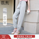 香影（xiangying）灰色束腳運動(dòng)褲女2026春裝新款抽繩高腰長(cháng)褲顯瘦寬松休閑衛褲 灰色 L