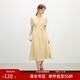 范思藍恩小眾設計感連衣裙女2025夏裝新款顯瘦抽繩高腰A字裙2416 布丁黃 L