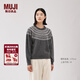 MUJI女式 使用安第斯羊毛提花編織毛衣 套頭女款費爾島25年冬季女裝 灰色圖案 M (160/84A)
