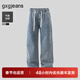 gxgjeans男裝 加絨多色簡(jiǎn)約水洗寬松直筒牛仔長(cháng)褲男 25冬新品 深藍色 XL (180) -32碼