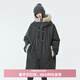PSO Brand毛領(lǐng)座山雕棉服男連帽毛領(lǐng)棉衣中長(cháng)款情侶裝秋冬季厚款棉襖外套女 墨灰綠 DarkGreyGreen XL