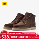 卡特（CAT）馬丁靴工裝靴男鞋舒適牛皮革鞋面戶(hù)外復古高幫短筒鞋子男P725658 棕色 42