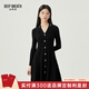 深呼吸DEEP BREATH女裝V領(lǐng)鏤空金屬扣高腰傘裙針織連衣裙A500339 黑 L (4)