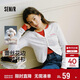 森馬（Semir）長(cháng)袖T恤女短款提花刺繡2025秋純棉蕾絲花邊修身開(kāi)衫109725101014