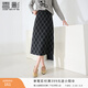 香影摩登格紋半身裙女深灰2026春季新款優(yōu)雅復古后開(kāi)叉高腰裙子 深灰 L 165/68A/110-125斤