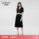 歌莉婭黑色連衣裙氣質(zhì)千金風(fēng)新款荷葉邊設計感拼接針織小黑裙1C4R4H5J0 00B黑色 M