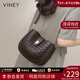 viney牛皮包包女包品牌斜挎包單肩編織包生日新年禮物送女友老婆 【深咖色】高檔實(shí)用腋下包 時(shí)尚輕奢百搭休閑小眾洋氣小包