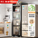 帥仕（shuaishi）廚房用具置物架落地餐邊櫥柜冰箱夾縫收納碗柜微波爐烤箱儲物柜子 灰【整柜加高】5層40長(cháng)42深-加深款