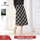 香影復古格紋黑白半身裙女2025冬季新款含羊毛通勤高腰后開(kāi)叉裙子 黑白 L 165/68A/110-125斤
