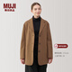 MUJI女式 羊毛混 夾克大衣 毛呢外套女款冬季西服西裝 女裝BD0Z5A4A 深咖啡色 XL (165/92A)
