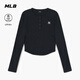 MLB官方 女款復古修身時(shí)尚亨利領(lǐng)防曬長(cháng)袖T恤26春季新款TSB08 紐約洋基隊/黑色 M