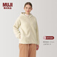 MUJI 女式 長(cháng)毛抓絨 連帽衫 搖粒絨外套冬季款長(cháng)袖女裝上衣BB2QOA4A 象牙色 S(155/80A)