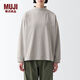 MUJILabo 男女通用 天竺編織半高領(lǐng)長(cháng)袖T恤 上衣打底衫無(wú)性別BF1A4A3A 灰色 M 170/88A