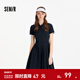 森馬（Semir）連衣裙女夏季撞色polo領(lǐng)短裙字母休閑顯瘦運動(dòng)風(fēng)學(xué)院風(fēng)百褶裙 藍色調00388 XL 170/92A